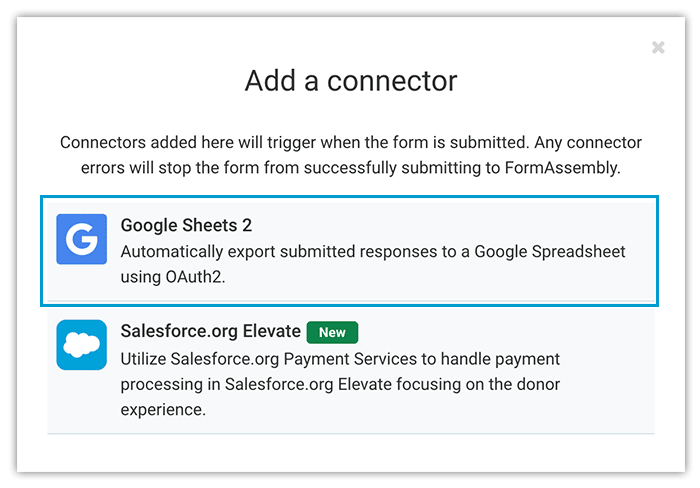 available connectors