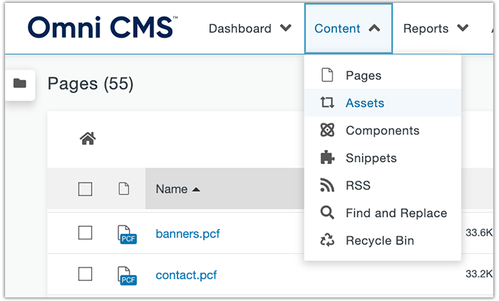 content dropdown