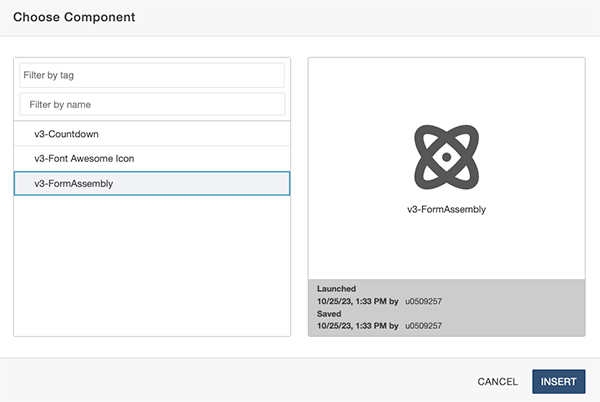 component dialog box