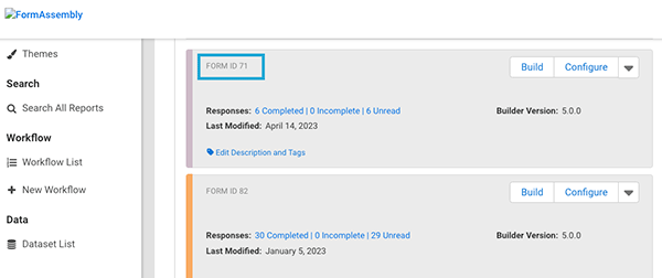 form ID location in FormAssembly