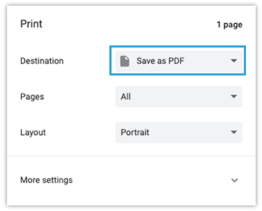 save as pdf dropdown