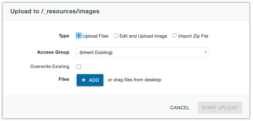 upload images dialog box