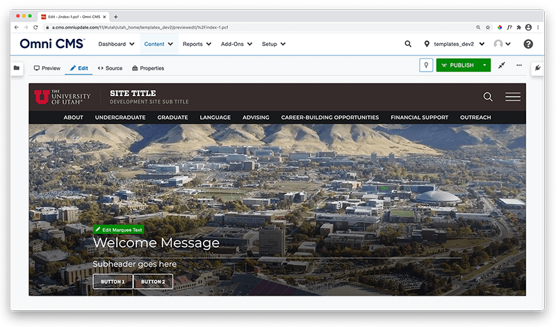 Modern Campus CMS interface