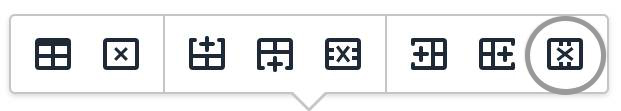 delete column quick icon menu