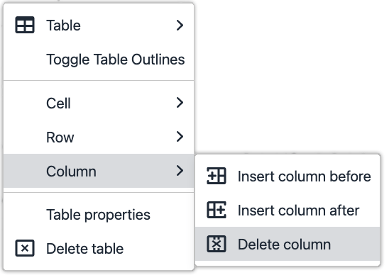 delete column