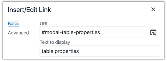 internal modal link