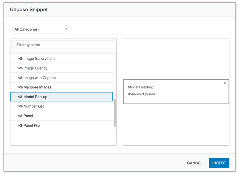 modal snippet