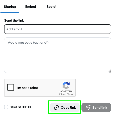 Vimeo embed and copy link code