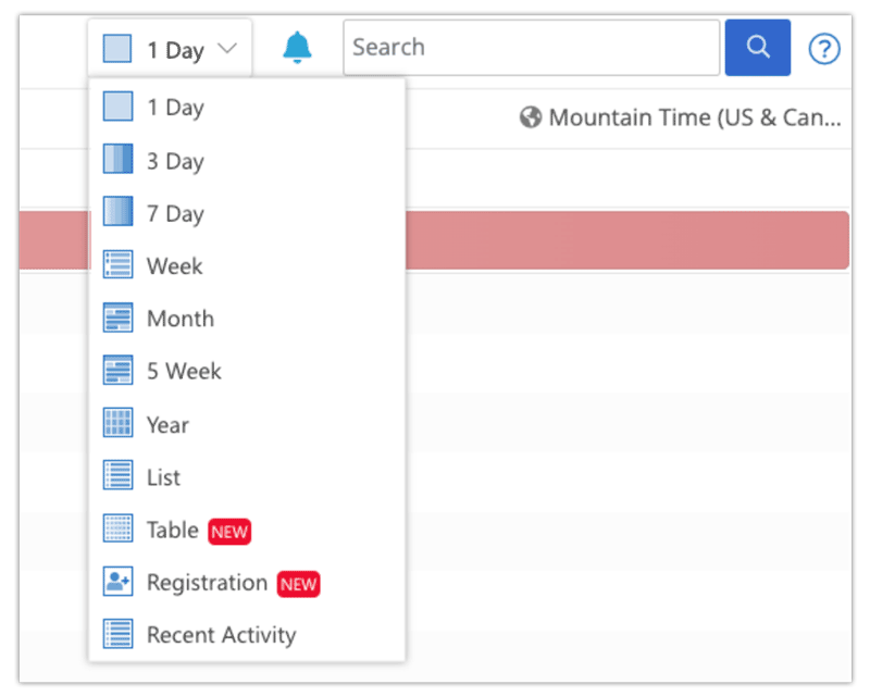 calendar view options
