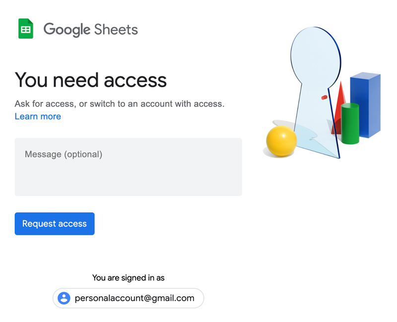 screenshot of Google's You need access page