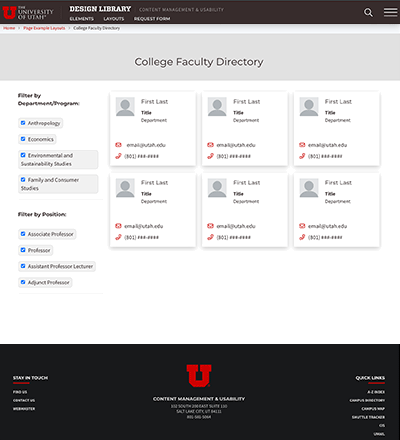 college faculty directory example 1